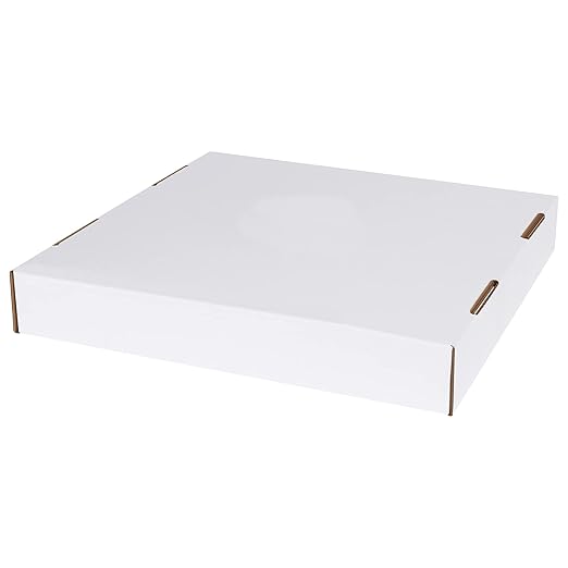 Box USA 40 or 50 Gallon Corrugated Cardboard Trash Can and Recycling Bin Lids (10-Pack) 18"L x 18"W x 3"H, White, Reusable and Disposable Garbage Lid for Parties and Outdoor Events