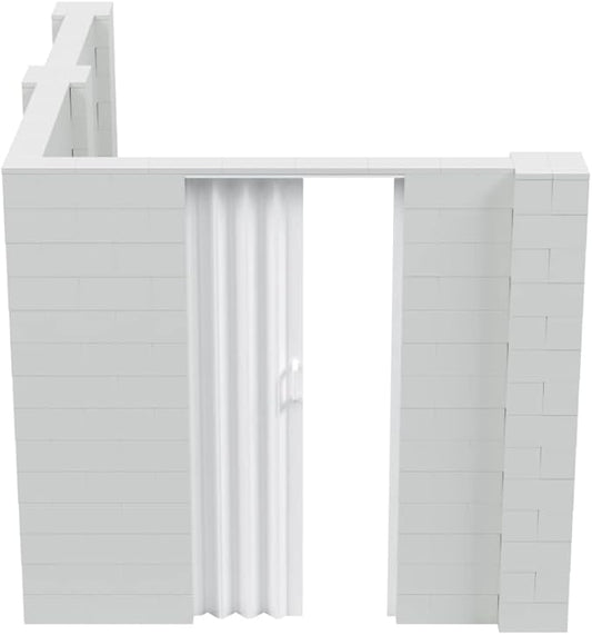 EverBlock 8’ x 10’ x 7’ L-Shaped Wall Kit with Accordion Door | 3’ x 7’ Doorway | Modular Building Blocks | Wall Display | Room Divider & Partition | Reusable | Indoor & Outdoor Use | Blue