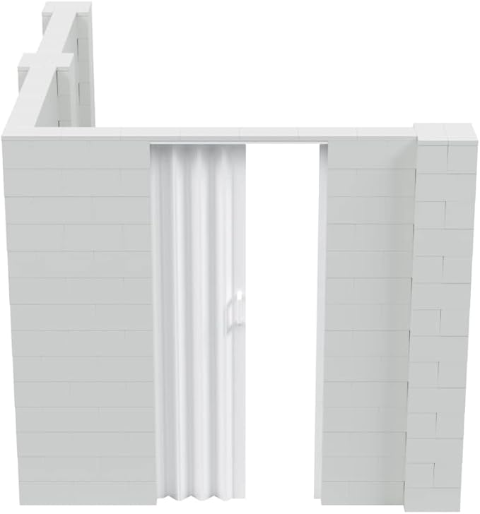 EverBlock 8’ x 10’ x 7’ L-Shaped Wall Kit with Accordion Door | 3’ x 7’ Doorway | Modular Building Blocks | Wall Display | Room Divider & Partition | Reusable | Indoor & Outdoor Use | Dark Gray
