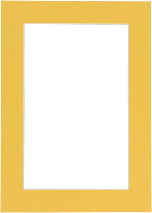 11x14 Mat Bevel Cut for 8.5x11 Photos - Acid Free Chamois Yellow Precut Matboard With Backing Board and Crystal Clear, Self Seal Mat Bag - For Pictures, Framing - 4-ply Thickness