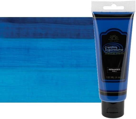 Creative Inspirations Acrylic Paint - Phthalo Blue - 120 mL Tube - Smooth & Creamy Consistency, Vibrant Pigmentation, Great Coverage for Artists - Clean Up with Soap & Water