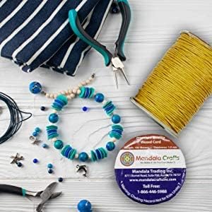 Mandala Crafts 1.5mm 109 Yards Dark Goldenrod Cotton Waxed Cord for Jewelry Making Bracelet Cord Waxed String - Beading String Thread Jewelry Cords for Necklaces String