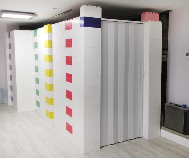 EverBlock 6’ x 7’ Wall Kit with Accordion Door | 3’ x 7’ Doorway | Modular Building Blocks | Wall Display System | Room Divider & Partition | Easy to Connect & Reuse | Indoor & Outdoor Use | White