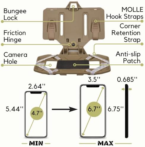 Let-Me-Be FoldPanel Chest Vest Set, Chest Rig Phone Mount for Plate Carrier Accessory Navigation Board, Outdoor Hiking Fishing Cycling Tactical Vest Wearable Phone Carrier for 4.7"-6.7" Screen