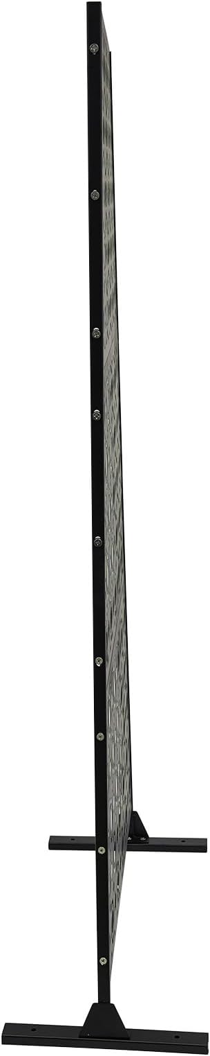 75" H×35" W Decorative Outdoor Privacy Screen with Stand, Outdoor Decor Privacy Fence Screen Metal Fence Panels, Free Standing Metal Divider for Patio Lawn Deck (Black-Small Plum Blossom)