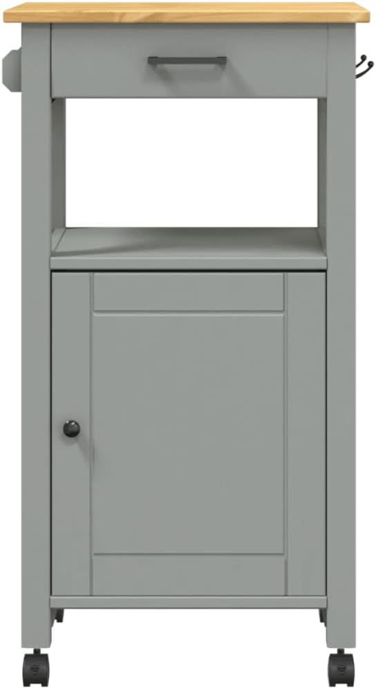Kitchen Trolley Monza Rolling Kitchen Island Cart with Storage, Portable Dining Room Serving Utility Carts, Gray 18.9" x 15.7" x 35.4" Solid Wood Pine KH73A