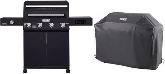 Monument Grills Denali 425 4-Burner Liquid Propane Gas Smart bbq Grill Stainless Steel with BBQ Cover (2 items)