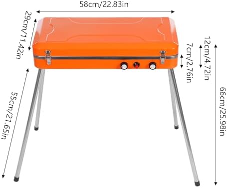 Dual Burner Camping Stove, 5860BTU*2 Portable Outdoor Gas Grill, Propane BBQ Cooker Tabletop Barbecue Stove with Detachable Legs & Windshield for Camping Tailgating Beach Parties and Backyard Cooking