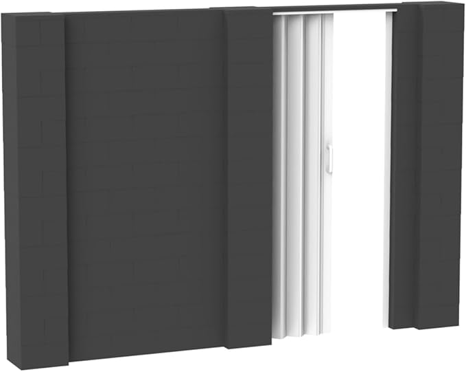 EverBlock 10’ x 7’ Wall Kit with Accordion Door | 3’ x 7’ Doorway | Modular Building Blocks | Wall Display System | Room Divider & Partition | Connect & Reuse | Indoor & Outdoor Use | Dark Gray