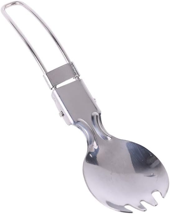 Spork Fork Spoon,Foldable Spork Fork Spoon Stainless Steel Hiking Camping Cook