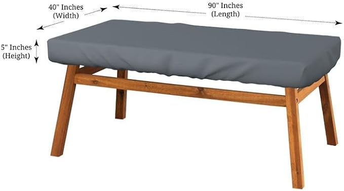 Covers & All Rectangle Table Top Cover, 12 Oz Waterproof UV & Weather Resistant Patio Table Cover, Outdoor Table Cover for Patio Furniture (90" L x 40" W x 5" H, Gray)