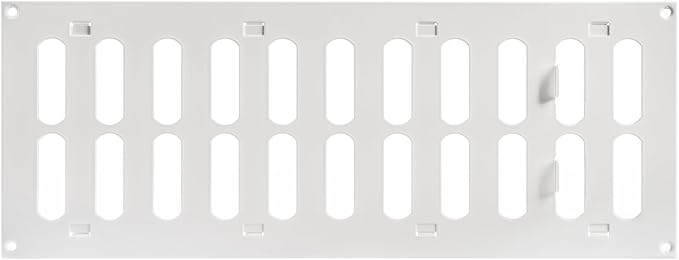 Repa Market 16" x 6" Inch (Outer Dimensions) White Adjustable Air Vent Cover - Galvanized Steel HVAC Air Vent Register - Heating, Cooling Toe Kick Vent Cover - Wall, Ceiling Return, Intake Air Grille
