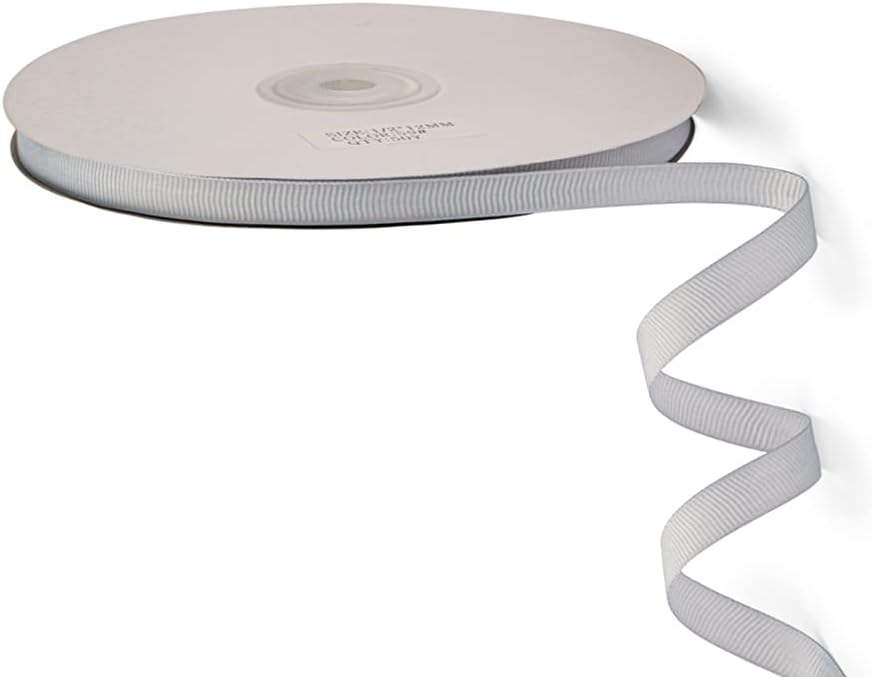 LIUYAXI 10 mm X 50 Yards Solid Silver Grosgrain Ribbon, Perfect for Crafts, Wedding Decor, DIY Hair Accessories, Sewing, Gift Package Wrapping and More