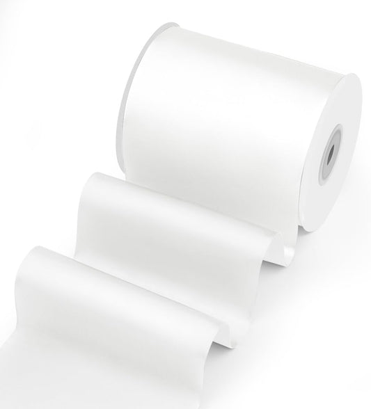 4" Width x 25 Yards Satin Fabric Ribbon, White Ribbon Perfect for Wedding Car, Chair Sash, Grand Opening Ceremony, Big Bows, Embroidery, Floral Crafts, Party Decoration