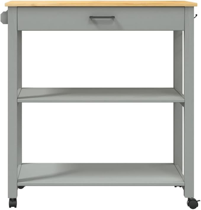 Kitchen Trolley Monza Rolling Kitchen Island Cart with Storage, Portable Dining Room Serving Utility Carts, Gray 33.1" x 15.7" x 35.4" Solid Wood Pine KH78A
