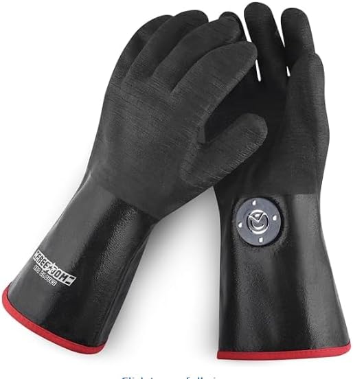 MagneCHEF Freedom BBQ Gloves 932°F Heat Rated Magnetic EZ On Off Safety Clips Waterproof for Grills Smokers Fryers Ovens (18")