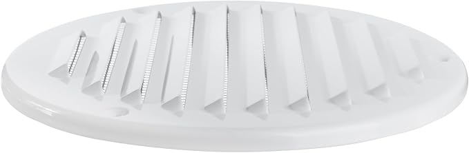 White Metal 5'' Inch Round Ventilation Grille - Inside/Outside use - (Grille: 5''Ø/Cover Area: 6.25''Ø) - Air Vent Louver - Available 4 Sizes / 2 Types / 1 Color.