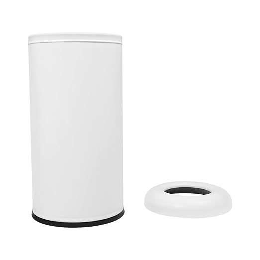 15.5 Gallon Commercial Trash Can, Round Open Top Waste Bin for Indoor and Outdoor, Stainless Steel Trash Bin with Lid, Durable Metal Garbage Can for Restaurant, Kitchen, Office, White