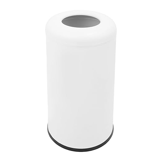 15.5 Gallon Commercial Trash Can, Round Open Top Waste Bin for Indoor and Outdoor, Stainless Steel Trash Bin with Lid, Durable Metal Garbage Can for Restaurant, Kitchen, Office, White