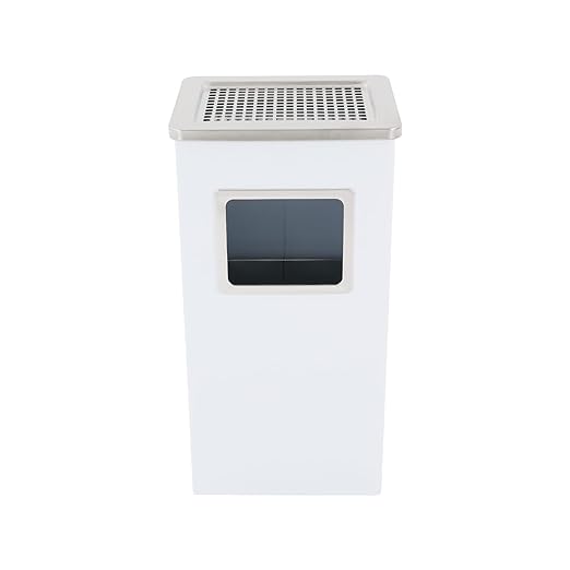 Trash Can with Lid Outdoor Indoor Stainless Steel Commercial Garbage Bin Waste Container with Inside Barrel for Patio Yard Garage, White