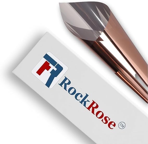 Rockrose Professional Window Tint for Home – One Way Privacy Window Film for Home Offices Heat Blocker Reflective Adhesive Mirror Tint with 99% UV Block – Bronze-Silver 30in x 100FT