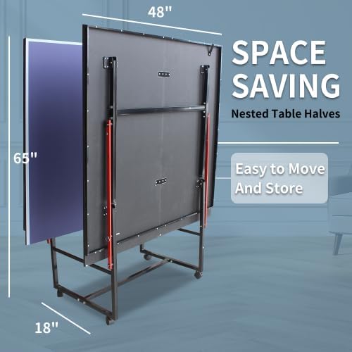 4.5FT/6FT/8FT Mid-Size Table Tennis Table Ping-Pong Table Set Foldable & Portable Table Indoor Outdoor for Family Game