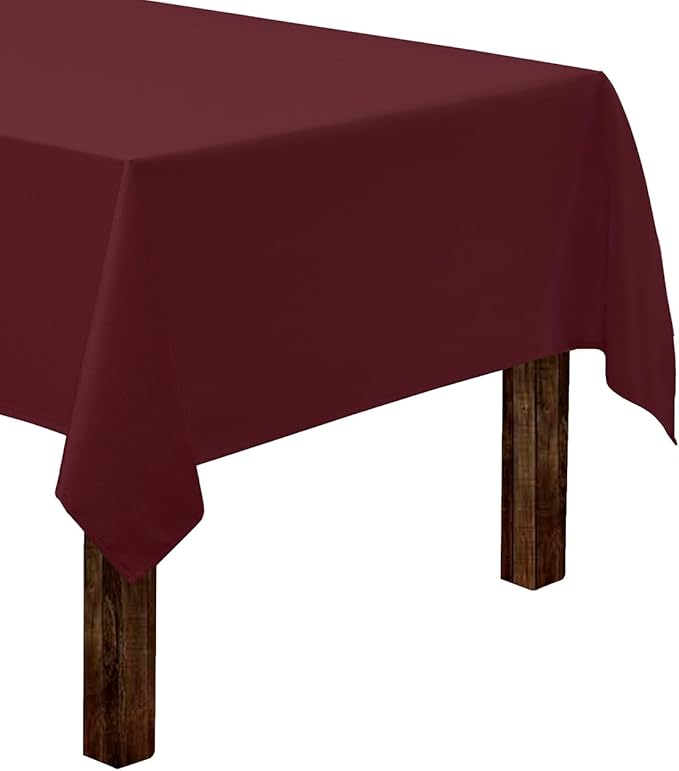 Gee Di Moda Rectangle Tablecloth - 60 x 102 Inch Burgundy Table Cloth for 6 Foot Rectangle Tables - Heavy Duty Washable Fabric - for Holiday Party, Dinner, Weddings, Baby Shower & Events