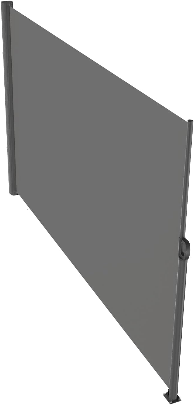 VEVOR Retractable Side Awning, UV 50 63''x 118'' Full Aluminum Rust-Proof Outdoor Privacy Screen, 280 g Thicken Folding Room Divider Wind Screen, for Patio Sun Shade, Backyard, Balcony, Gray