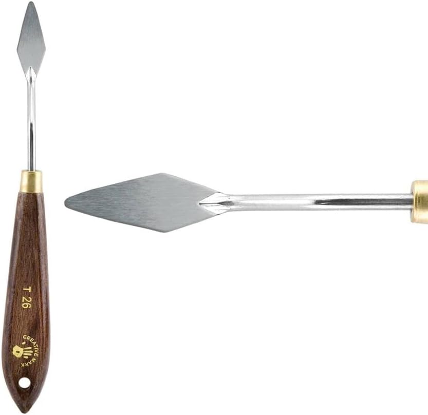 Creative Mark Stainless Steel Palette Knife Painting Tools - Paint Palette with Wooden Handle - Variety of Shapes and Sizes - 26T, 1-3/8 in