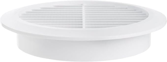 White 5" Inch Round Ventilation Grille with Insect mesh. (Duct 5Ø / Grille 6Ø) Ventilation Applications. Indoor and Outdoor Vent Cover. Available 3 Sizes / 4 Colors.