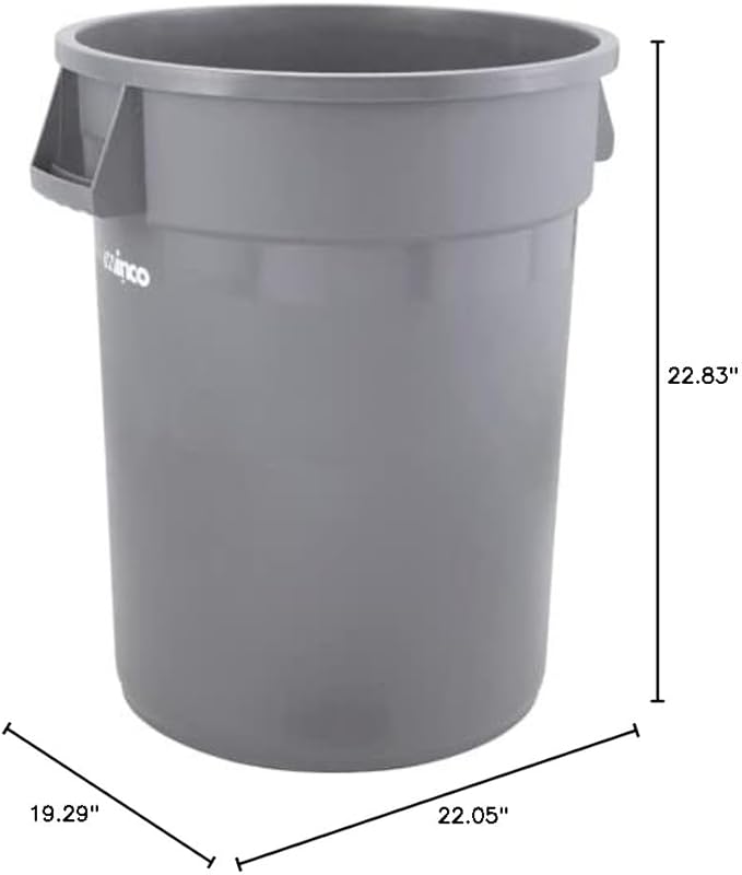 Winco Heavy-Duty Round Waste Container/Trash Can, 20 Gallon, Gray