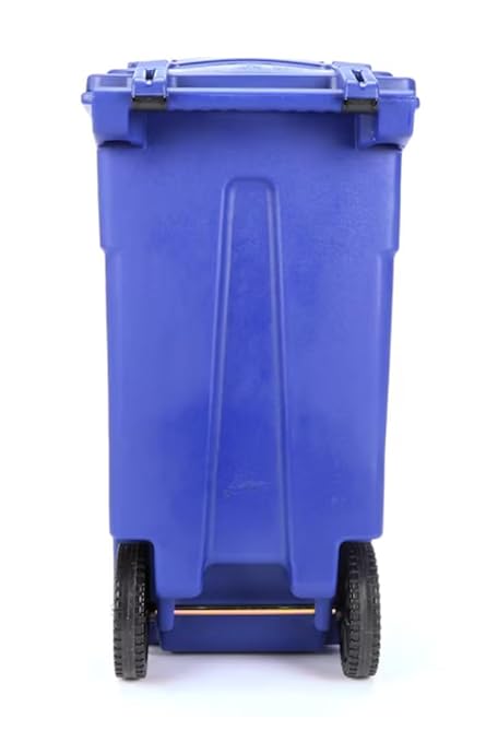 32 Gallon Blue Wheeled Recycling Trash Can with Hinged Lid – Municipal-Style Outdoor Recycling Container, Heavy Duty Rolling Bin Commonly Used by Cities, Homes, HOAs & Facilities