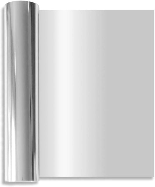 Tvinyl Warehouse Silver HTV Foil Heat Transfer Vinyl Roll 12" x 6FT for T-Shirt, Compatible with All Cutters