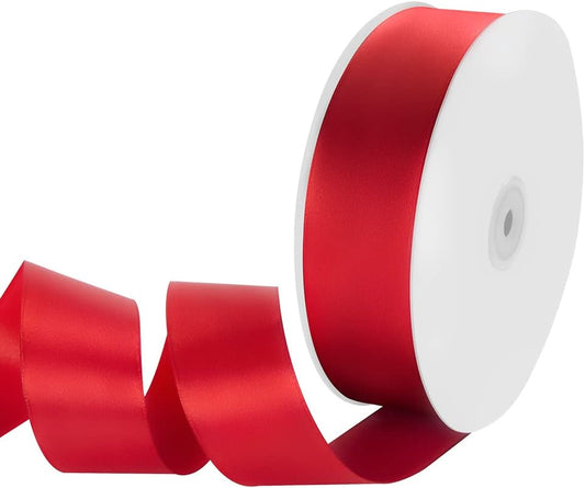 1-1/2" Width x 100 Yards Satin Ribbon, Red Ribbon Perfect for DIY Craft, Bows, Gift Wrapping, Flower Bouquet, Valentine's Day, Christmas and Party Decoration