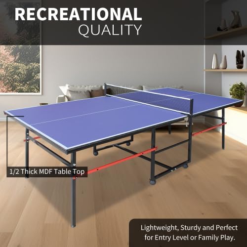 4.5FT/6FT/8FT Mid-Size Table Tennis Table Ping-Pong Table Set Foldable & Portable Table Indoor Outdoor for Family Game
