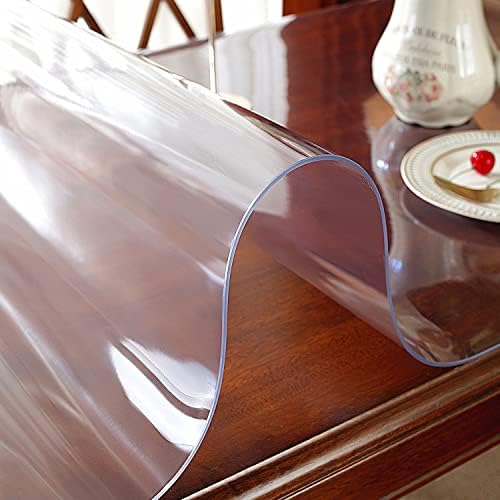OstepDecor Clear Table Protector 20 x 42 Inch, 2mm Thick Plastic Table Cover, Waterproof PVC Clear Table Cover Protector, Desk Protector Mat, Writing Desk Pad for Desktop, Coffee & Dining Room Table