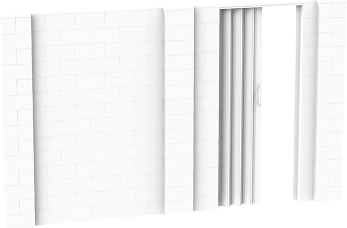 EverBlock 12’ x 7’ Wall Kit with Accordion Door | 3’ x 7’ Doorway | Modular Building Blocks | Wall Display System | Room Divider & Partition | Easy to Connect & Reuse | Indoor & Outdoor Use | White