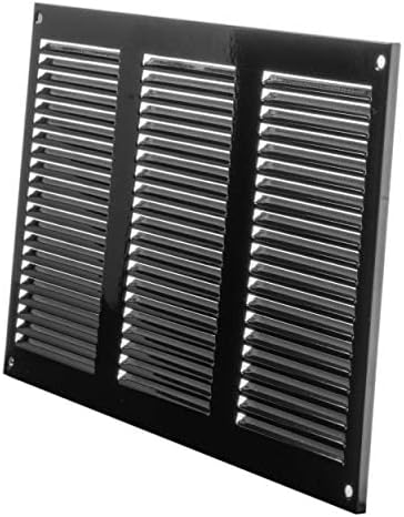 Repa Market 12x8 Inch Air Vent Cover/Black Galvanized Steel Louvered Grill Cover with Mesh Screen/Wall or Ceiling Vent/Durable Flush Mount HVAC Register for Indoor and Outdoor Ventilation