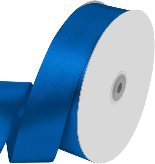 1-1/2" Wide x 100 Yards Single Faced Polyester Royal Blue Satin Ribbon, Perfect for Wedding, Gift Wrapping, Bow Making & Other Projects (Royal Blue)