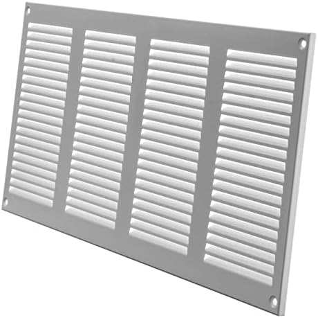 Repa Market Air Vent Cover 16x8 Inch (Outer Dimensions) White Galvanized Steel Louvered Grill Cover with Mesh Screen/Wall or Ceiling Vent/HVAC Register for Indoor and Outdoor Ventilation