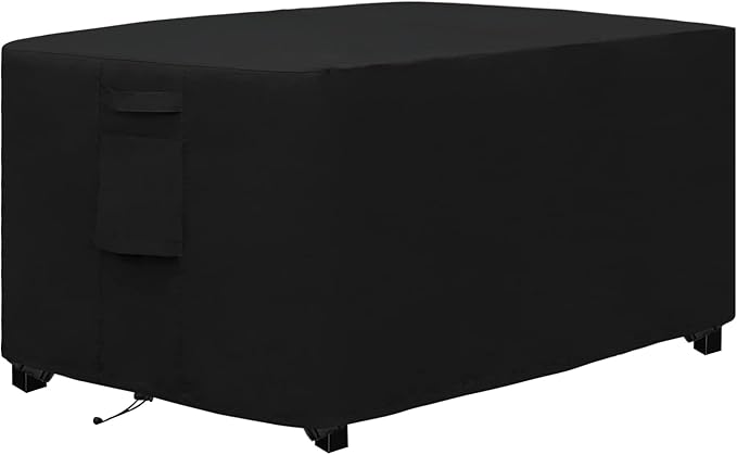 Easy-Going Outdoor Fire Pit Cover Rectangle 44" Lx32 Wx24 H, Durable Outdoor Gas Firepit Cover, Waterproof and Weatherproof Cover for Fire Pit, Black