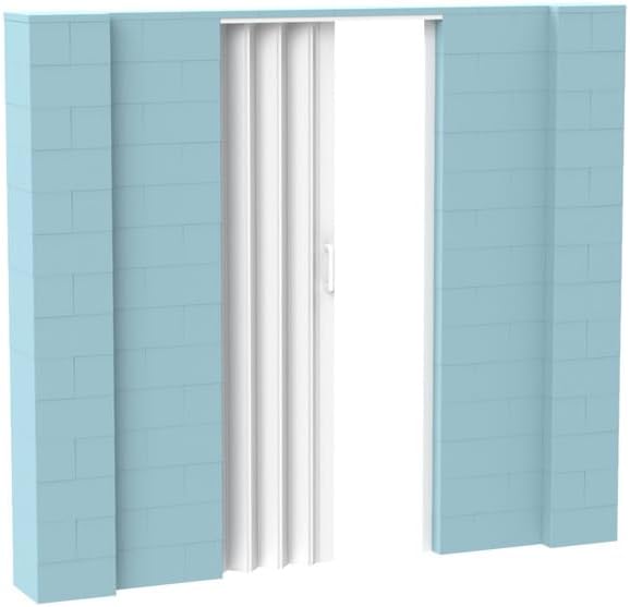 EverBlock 8’ x 7’ Wall Kit with Accordion Door | 3’ x 7’ Doorway | Modular Building Blocks | Wall Display System | Room Divider & Partition | Easy to Connect & Reuse | Indoor & Outdoor Use