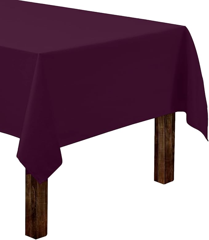 Gee Di Moda Rectangle Tablecloth - 60 x 102 Inch Eggplant Table Cloth for 6 Foot Rectangle Tables - Heavy Duty Washable Fabric - for Holiday Party, Dinner, Weddings, Baby Shower & Events