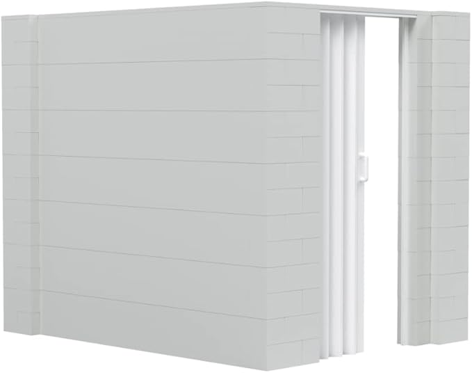 EverBlock 6’ x 8’ x 7’ L-Shaped Wall Kit with Accordion Door | 3’ x 7’ Doorway | Modular Building Blocks | Wall Display | Room Divider & Partition | Reusable | Indoor & Outdoor Use