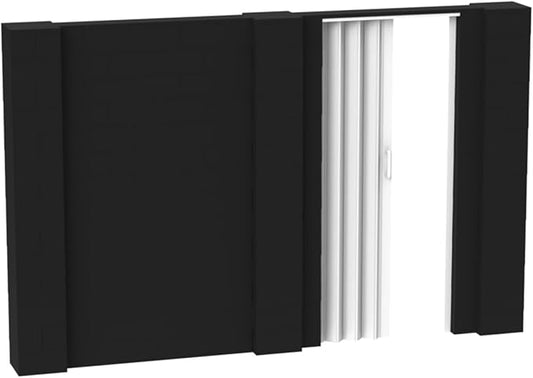 EverBlock 11’ x 7’ Wall Kit with Accordion Door | 3’ x 7’ Doorway | Modular Building Blocks | Wall Display System | Room Divider & Partition | Easy to Connect & Reuse | Indoor & Outdoor Use | Black