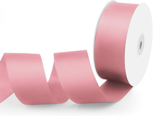1-1/2" Width x 50 Yards Satin Fabric Ribbon, Pink Ribbon Perfect for DIY Bows, Swags, Gift Wrapping, Craft, Flower Bouquet，Christmas and Party Decoration