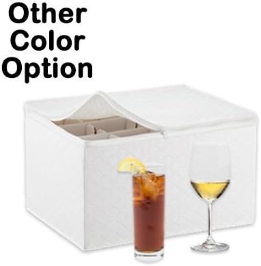 LAMINET Quilted Stemware Storage Case - Holds Up to 12 Stemware/Tall Glasses - RED