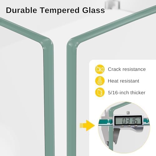 East Oak Glass Wind Guard for 28''&32'' Propane Fire Pit Table, Clear Tempered Wind Guard for Gas Firepit, Thick Rectangle Glass Panel with Aluminum Corner Brackets & Rubber Feet, 20 x 20 x 4 Inch