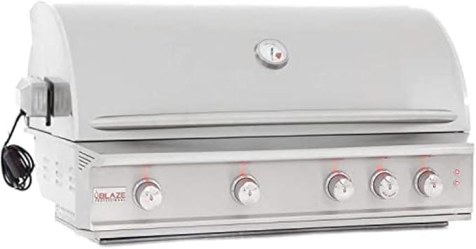 Blaze Outdoor Grill | 44-inch Stainless Steel Natural Gas BBQ | Built-In 4 Burner Barbecue | Rotisserie | Rear Infrared Burner & LED Lights | BLZ-4PRO-NG