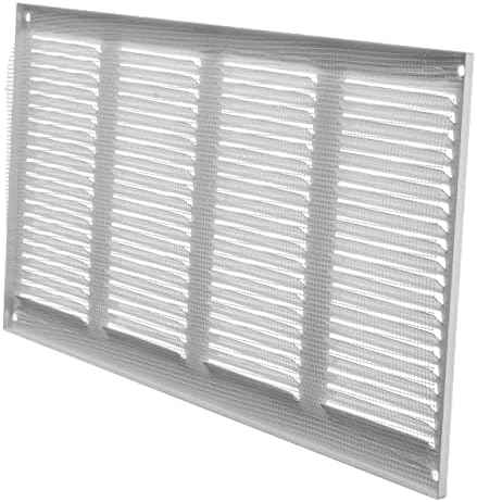 Repa Market Air Vent Cover 16x8 Inch (Outer Dimensions) White Galvanized Steel Louvered Grill Cover with Mesh Screen/Wall or Ceiling Vent/HVAC Register for Indoor and Outdoor Ventilation